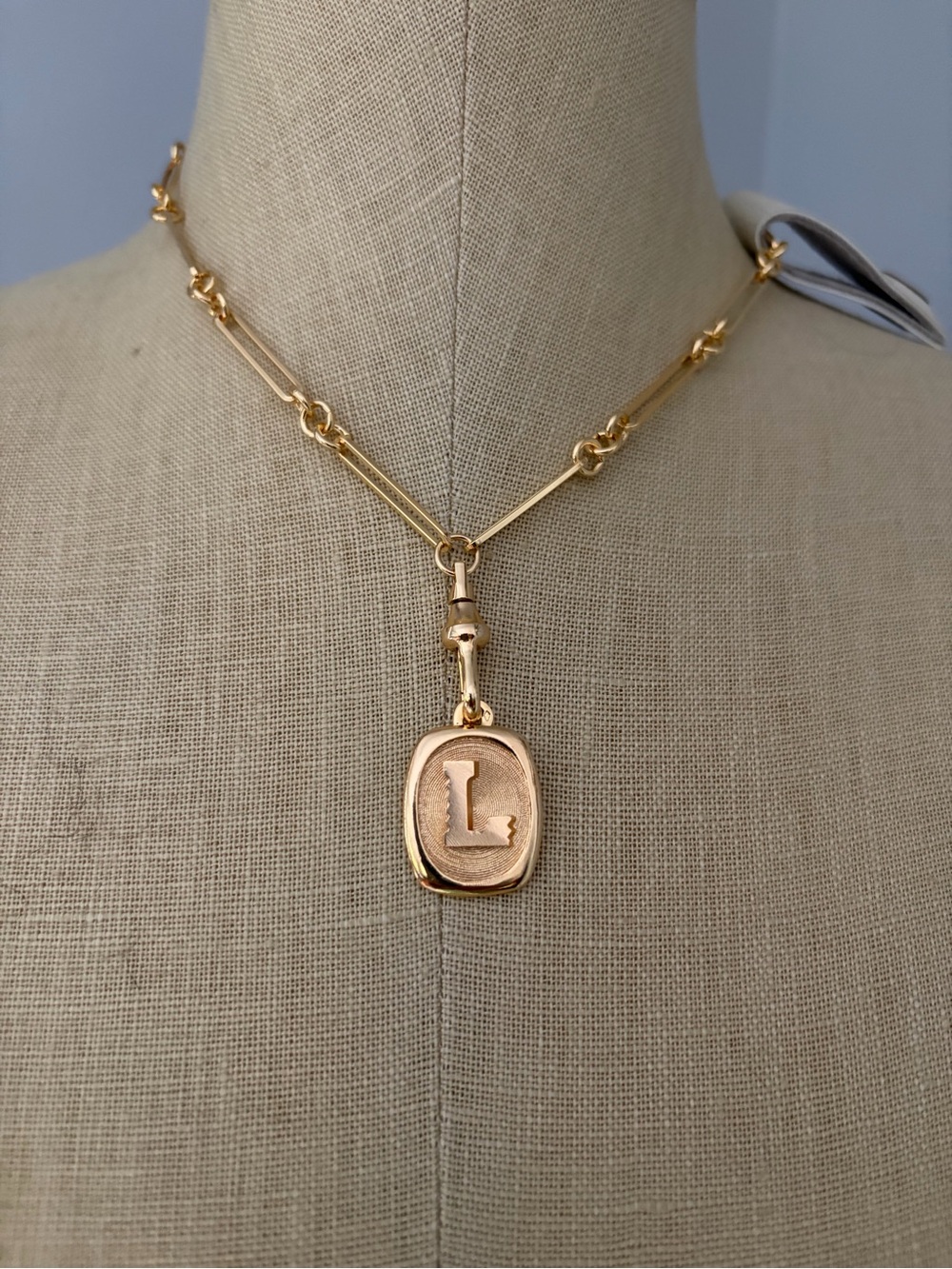 Anthropologie Gold Initial L Pendant Necklace